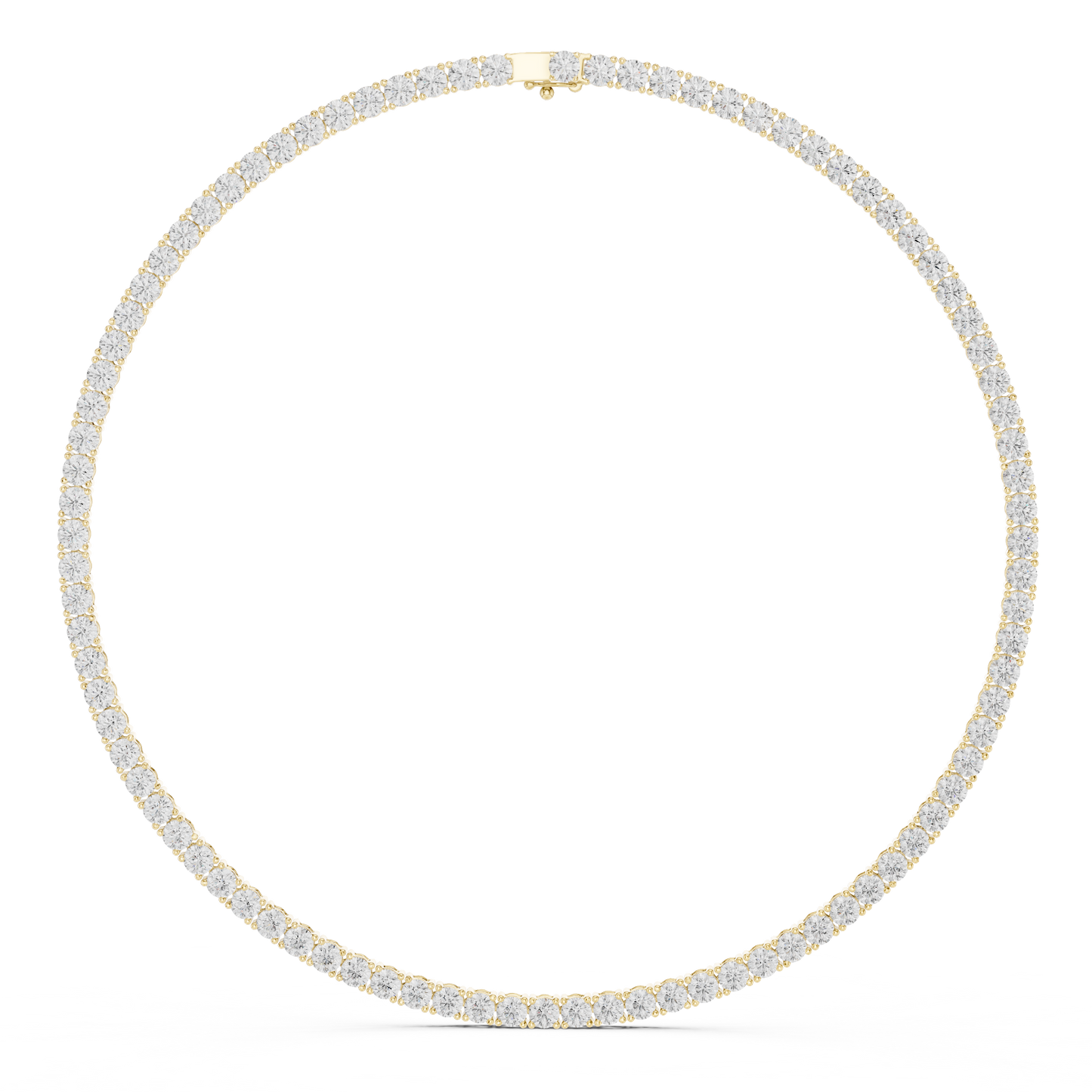 27 Carat Solid Gold Classic Round Diamond Tennis Choker Eternity Necklace