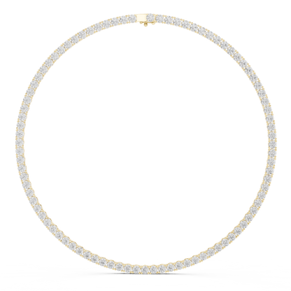 27 Carat Solid Gold Classic Round Diamond Tennis Choker Eternity Necklace