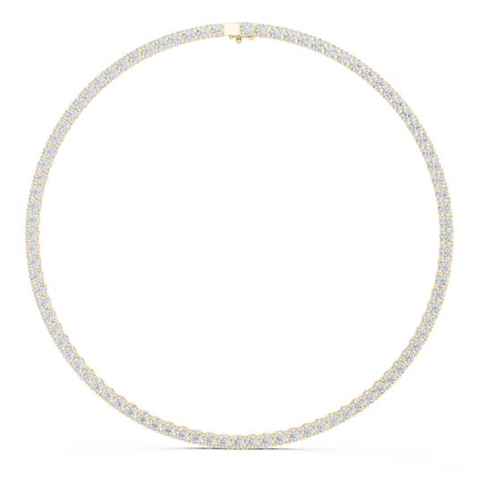 27ctw Solid Gold Classic Round Diamond Tennis Choker Eternity Necklace