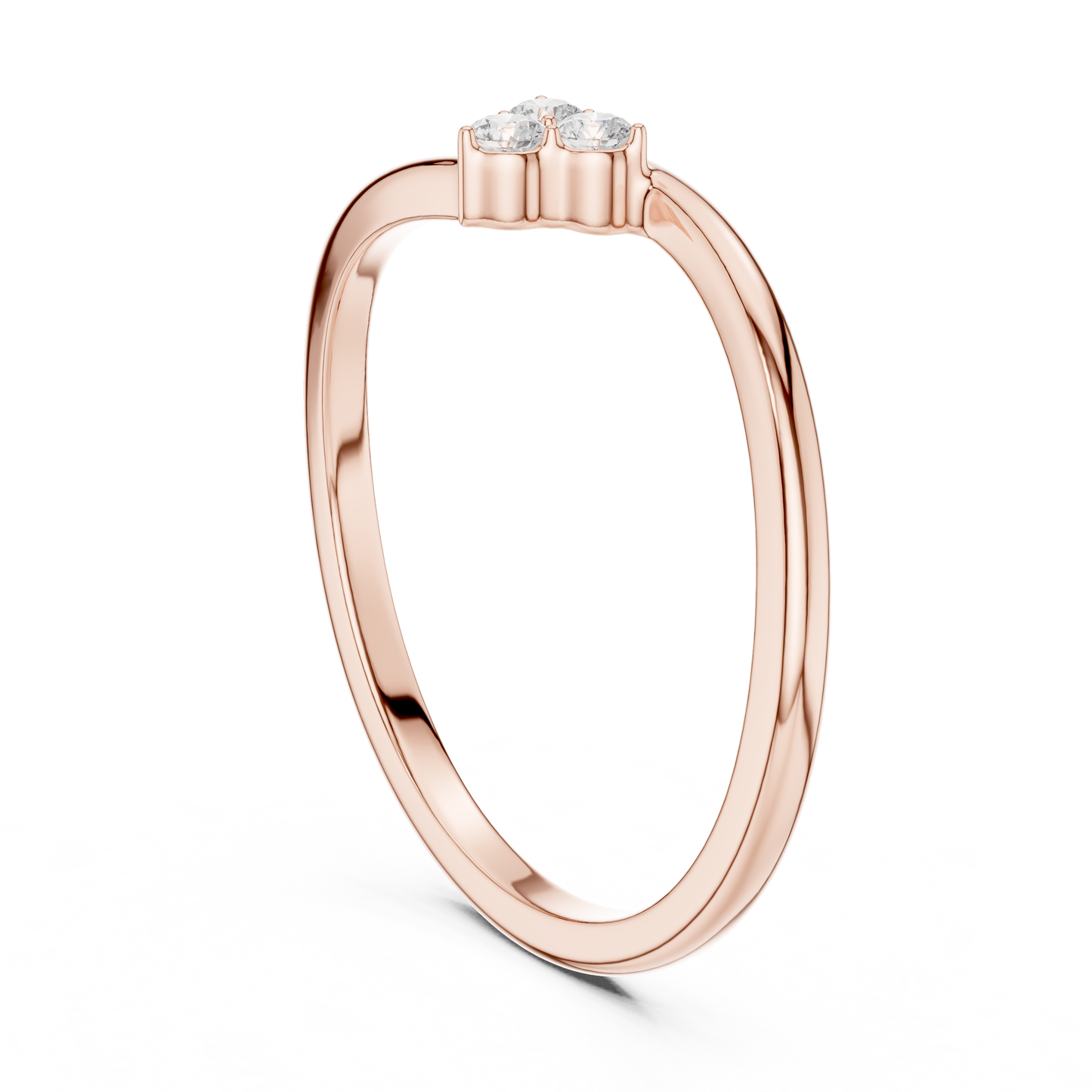 0.09 Carat Round Diamond Three Stone Cluster Bypass Ring | Yellow Gold