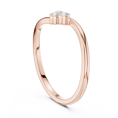 0.09 Carat Round Diamond Three Stone Cluster Bypass Ring | Yellow Gold