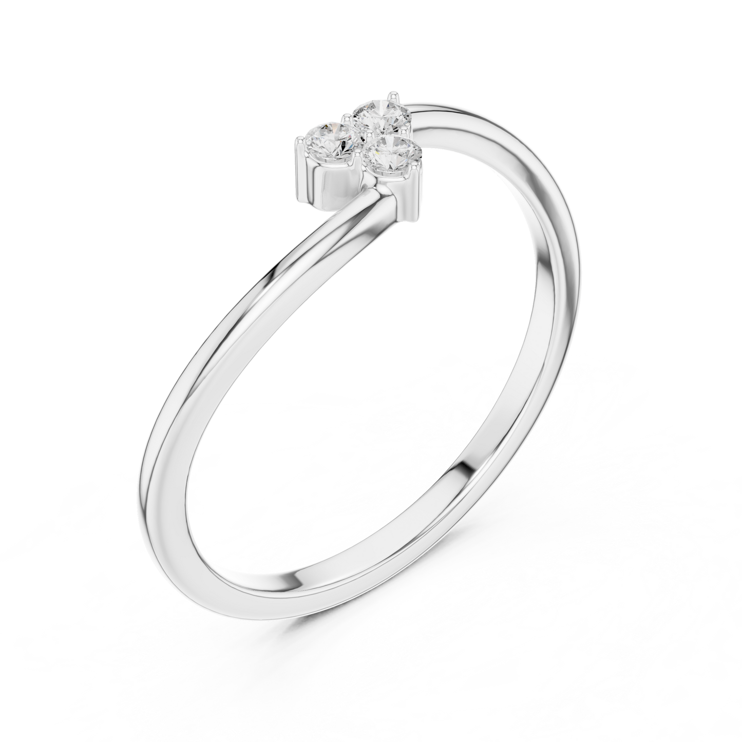 0.09 Carat Round Diamond Three Stone Cluster Bypass Ring | Yellow Gold