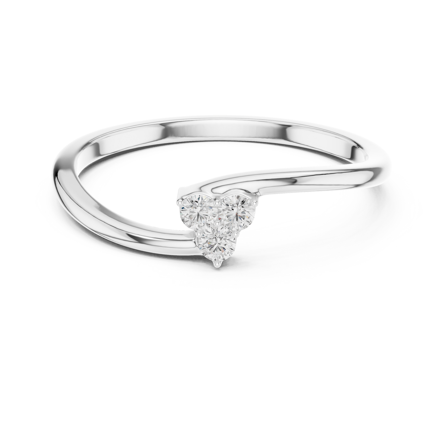 0.09 Carat Round Diamond Three Stone Cluster Bypass Ring | Yellow Gold