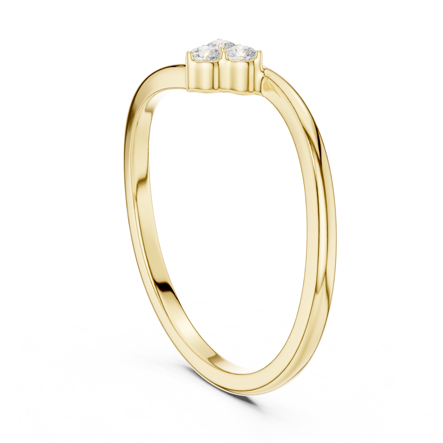 0.09 Carat Round Diamond Three Stone Cluster Bypass Ring | Yellow Gold