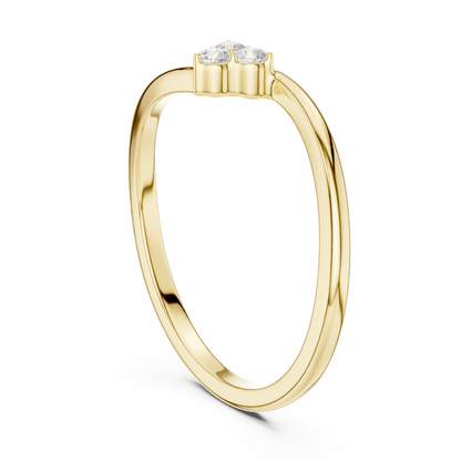 0.09 Carat Round Diamond Three Stone Cluster Bypass Ring | Yellow Gold
