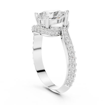 2.20 Carat Pear Cut Diamond Halo Bypass Ring | Yellow Gold