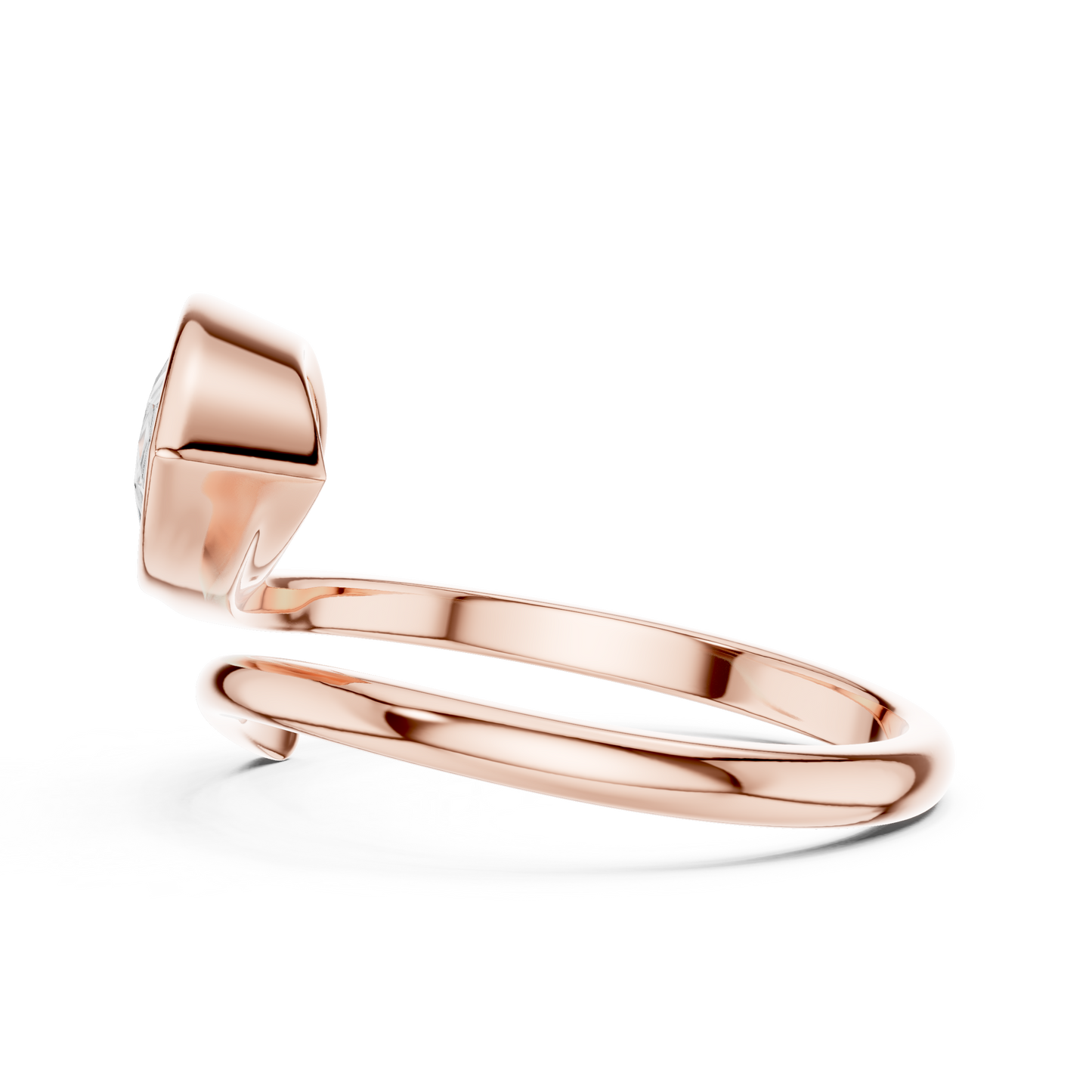 1.22 Carat Pear Cut Diamond Bezel Wrap Bypass Ring | Yellow Gold