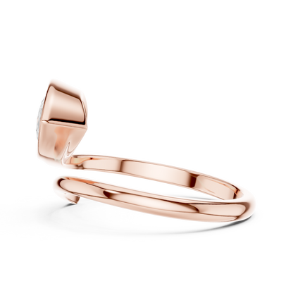 1.22 Carat Pear Cut Diamond Bezel Wrap Bypass Ring | Yellow Gold