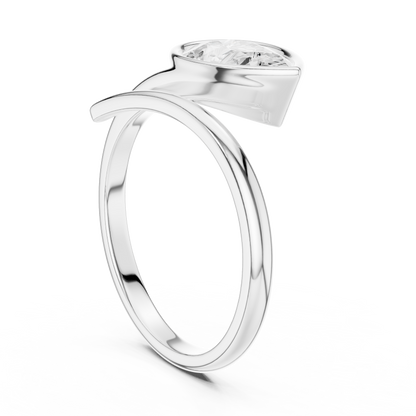 1.22 Carat Pear Cut Diamond Bezel Wrap Bypass Ring | Yellow Gold