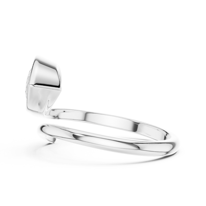 1.22 Carat Pear Cut Diamond Bezel Wrap Bypass Ring | Yellow Gold