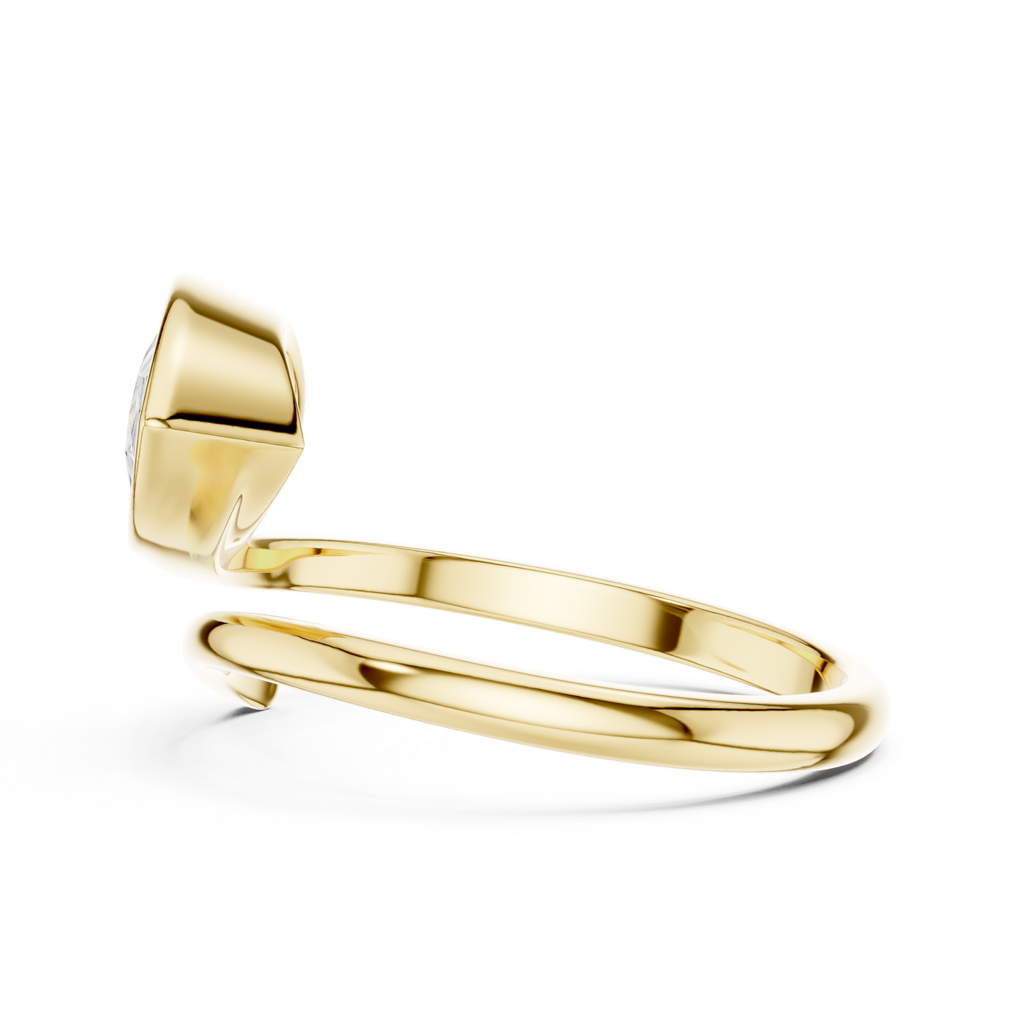 1.22 Carat Pear Cut Diamond Bezel Wrap Bypass Ring | Yellow Gold