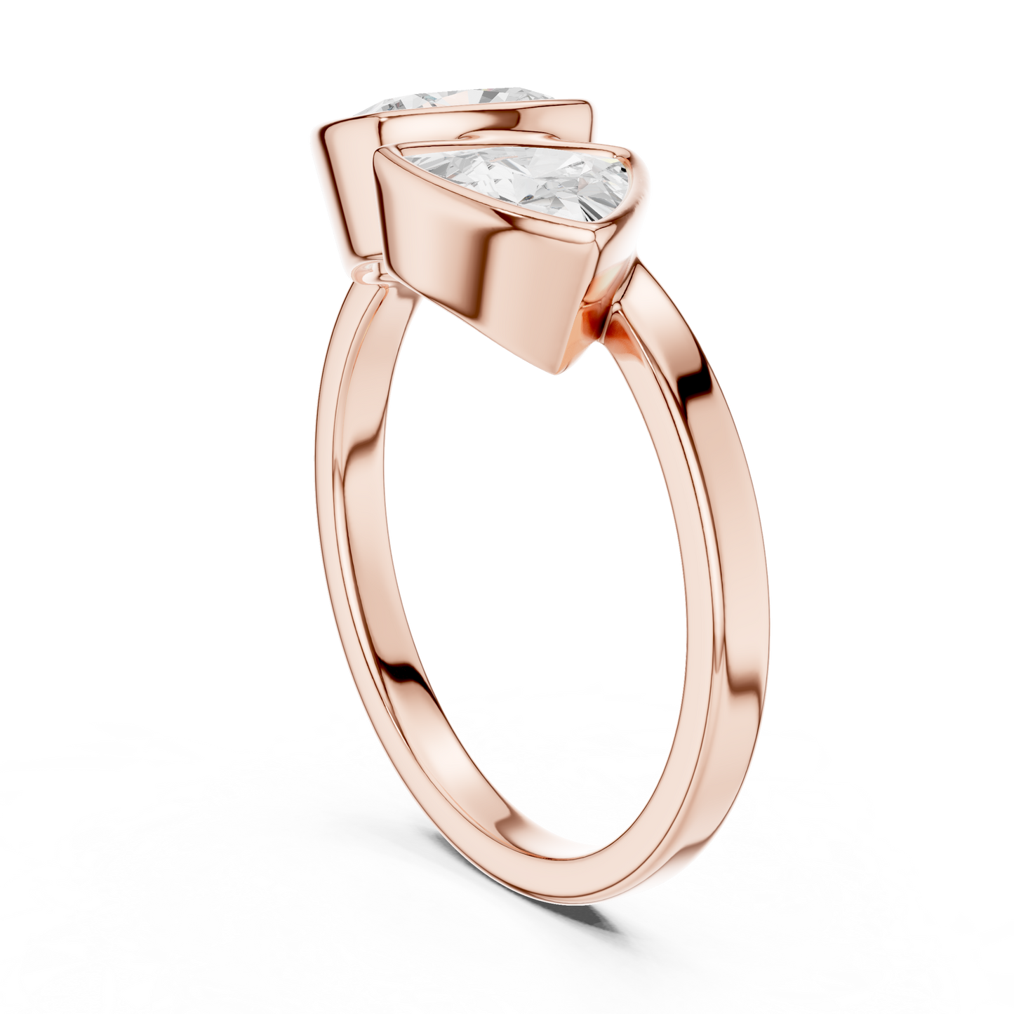 1.95 Carat Cushion & Trillion Diamond Bezel Toi et Moi Ring | Yellow Gold