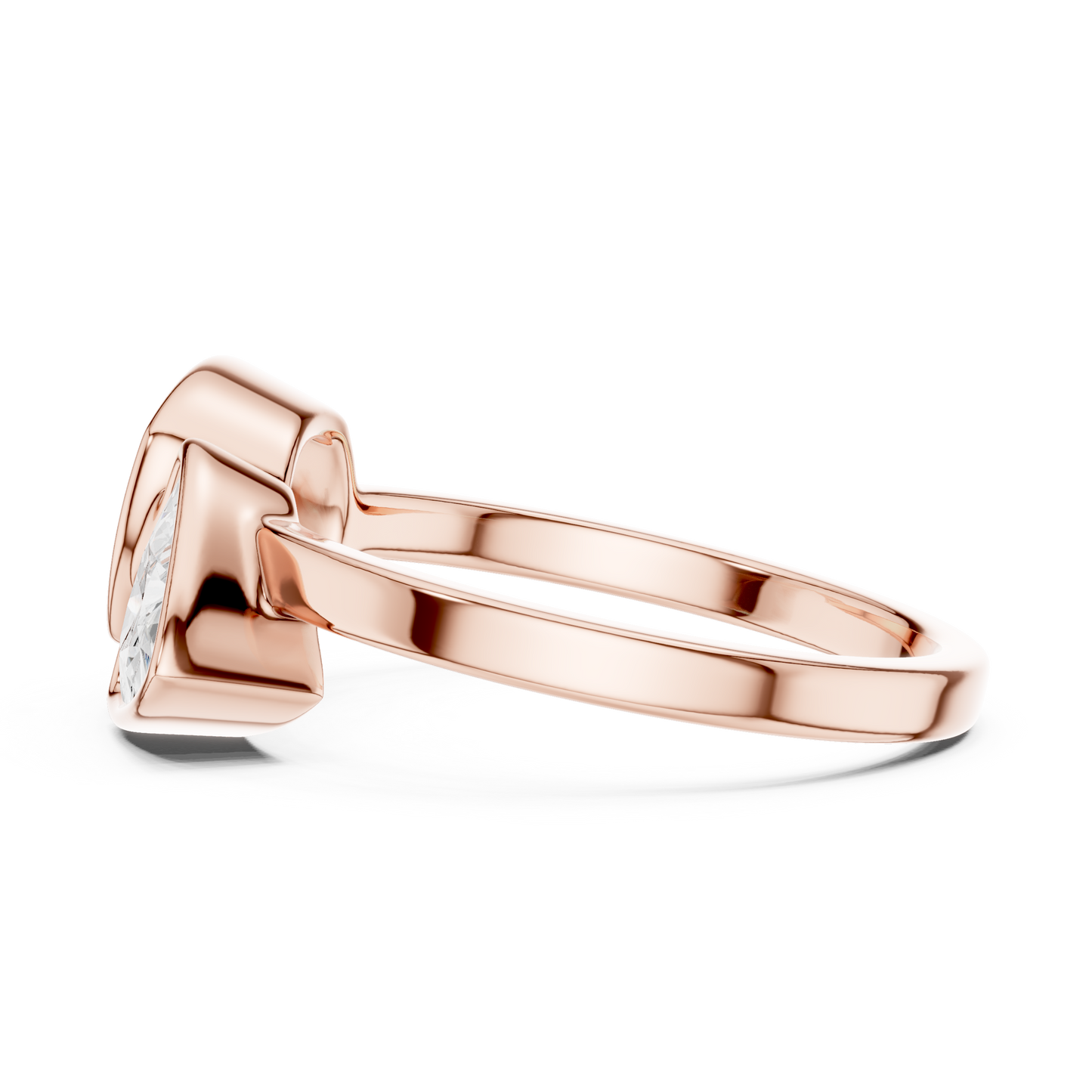 1.95 Carat Cushion & Trillion Diamond Bezel Toi et Moi Ring | Yellow Gold