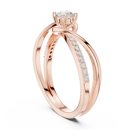 0.46 Carat Round Diamond Criss Cross Bypass Ring | Yellow Gold