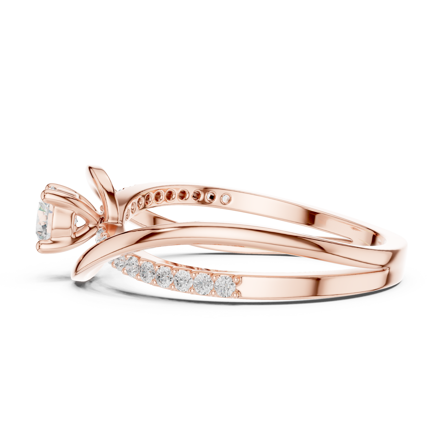0.46 Carat Round Diamond Criss Cross Bypass Ring | Yellow Gold
