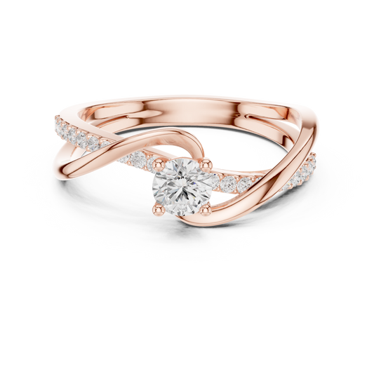 0.46 Carat Round Diamond Criss Cross Bypass Ring | Yellow Gold