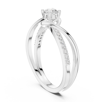 0.46 Carat Round Diamond Criss Cross Bypass Ring | Yellow Gold