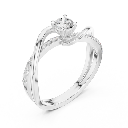 0.46 Carat Round Diamond Criss Cross Bypass Ring | Yellow Gold