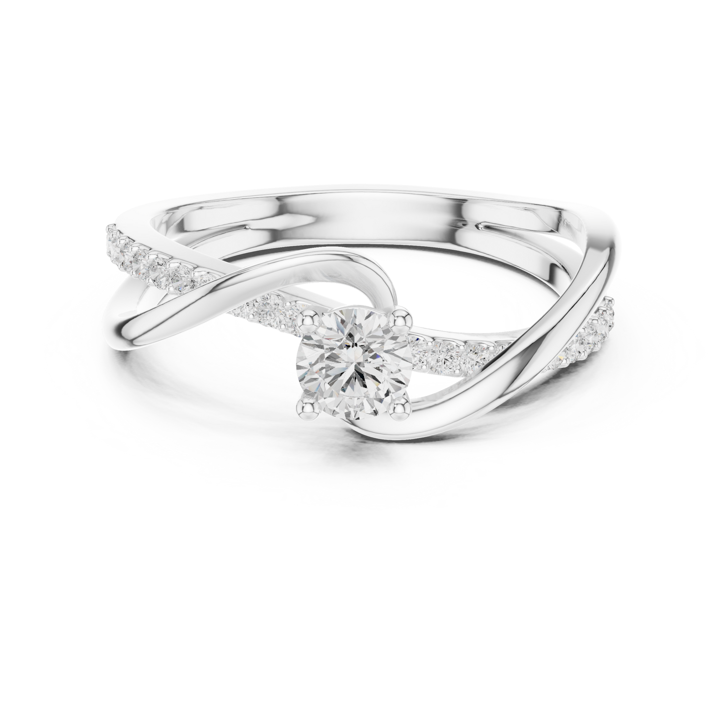 0.46 Carat Round Diamond Criss Cross Bypass Ring | Yellow Gold