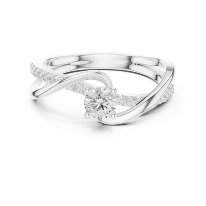 0.46 Carat Round Diamond Criss Cross Bypass Ring | Yellow Gold