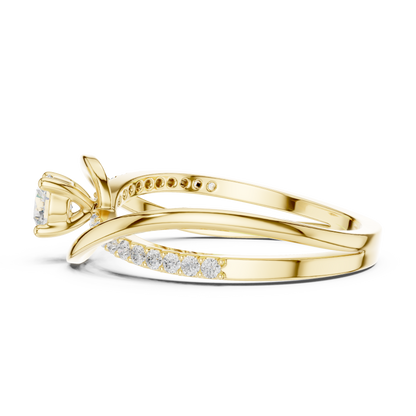 0.46 Carat Round Diamond Criss Cross Bypass Ring | Yellow Gold