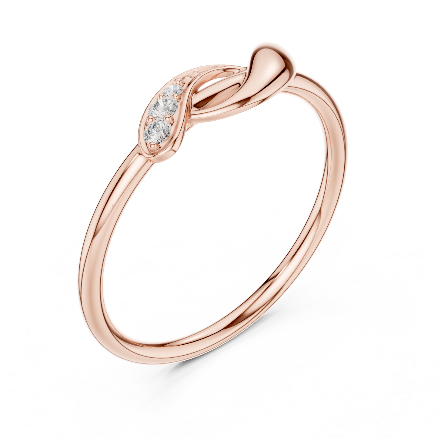 0.04 Carat Diamond Three Stone Diagonal Bypass Ring | Yellow Gold