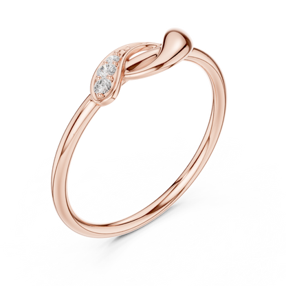 0.04 Carat Diamond Three Stone Diagonal Bypass Ring | Yellow Gold