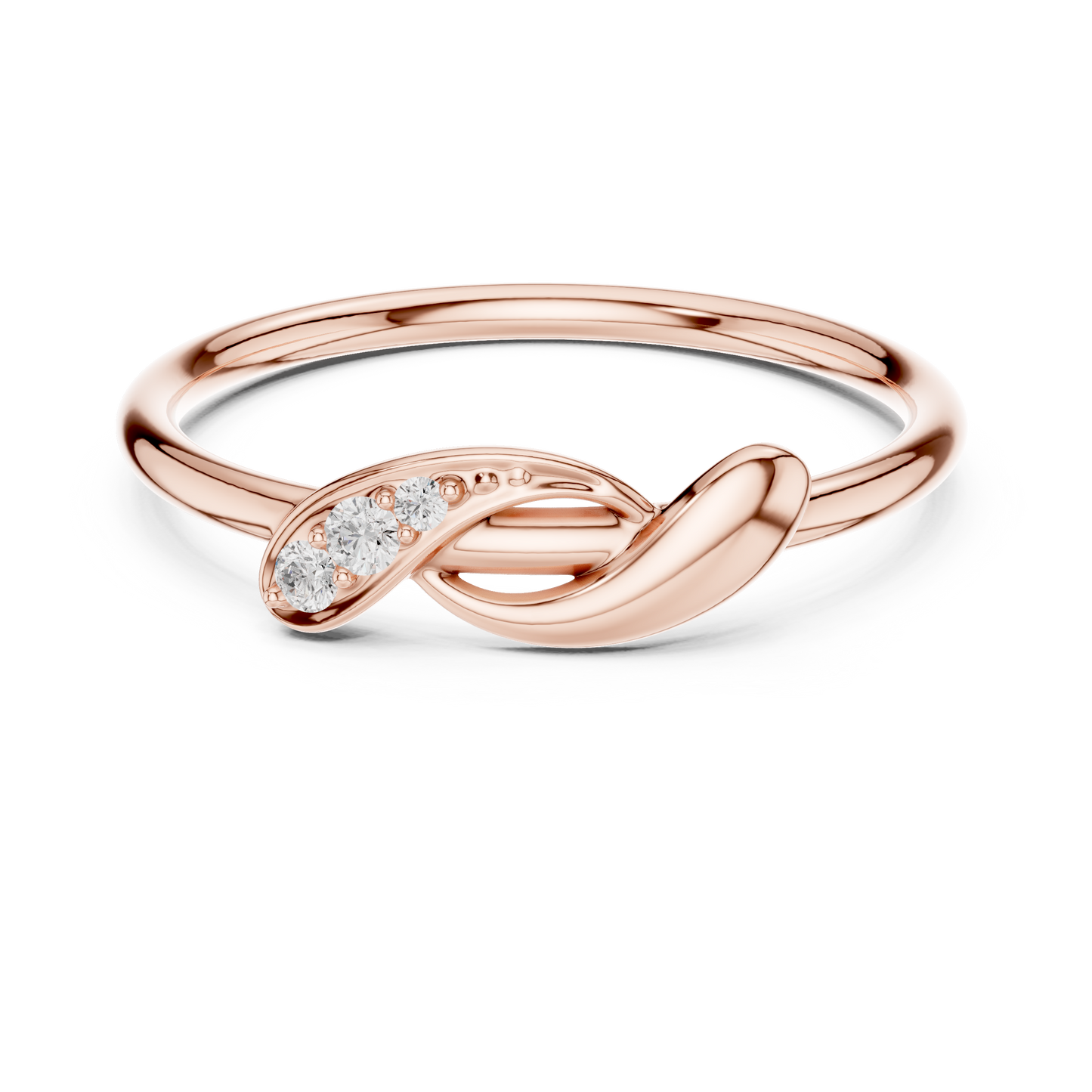 0.04 Carat Diamond Three Stone Diagonal Bypass Ring | Yellow Gold