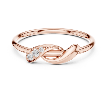 0.04 Carat Diamond Three Stone Diagonal Bypass Ring | Yellow Gold