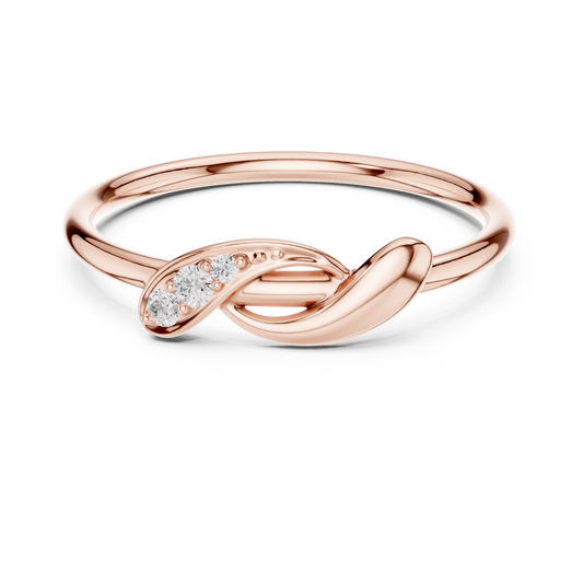 0.04 Carat Diamond Three Stone Diagonal Bypass Ring | Yellow Gold