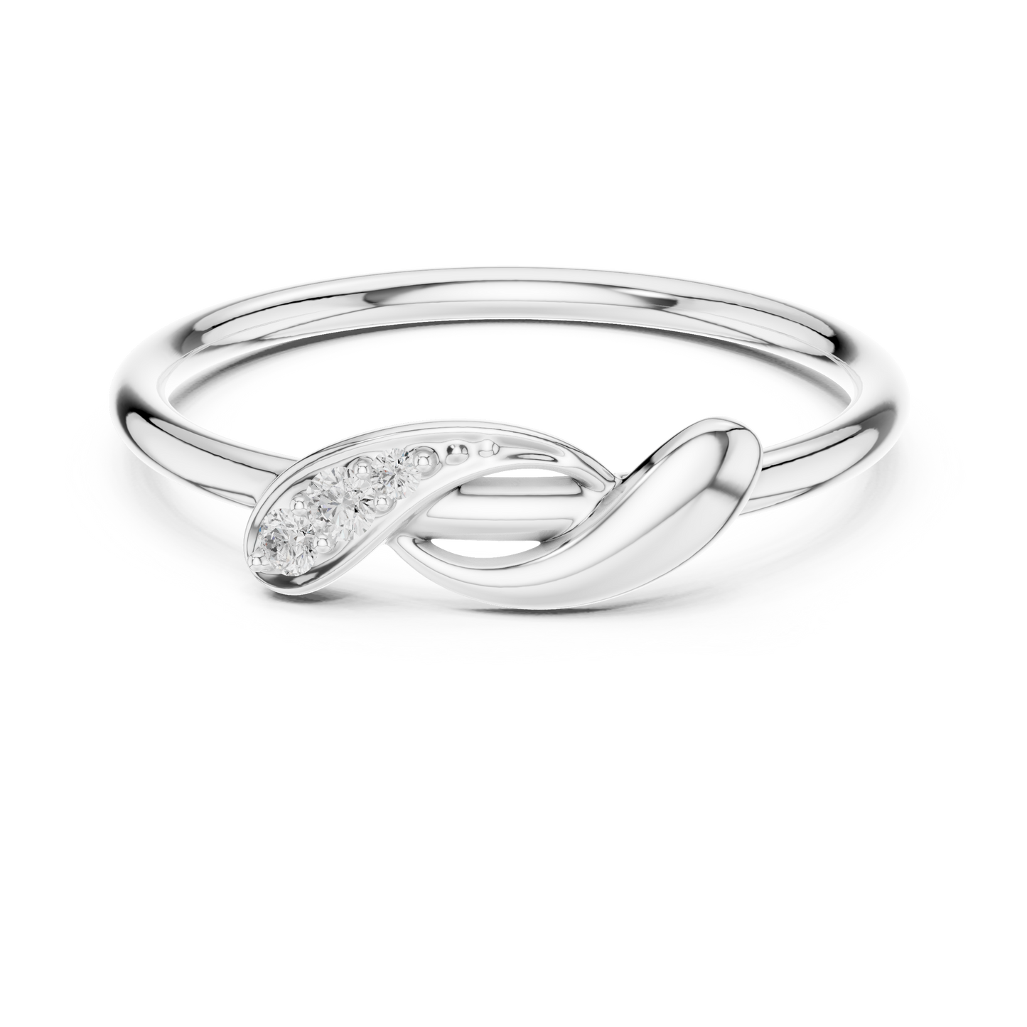 0.04 Carat Diamond Three Stone Diagonal Bypass Ring | Yellow Gold