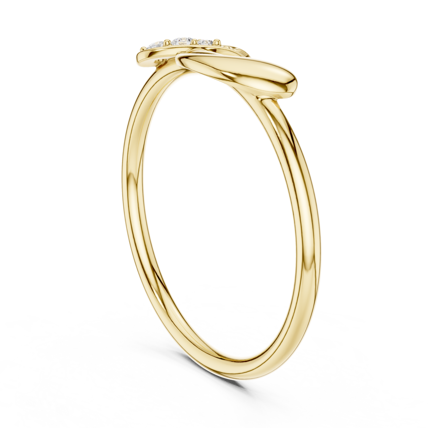 0.04 Carat Diamond Three Stone Diagonal Bypass Ring | Yellow Gold