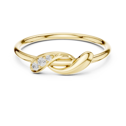 0.04 Carat Diamond Three Stone Diagonal Bypass Ring | Yellow Gold
