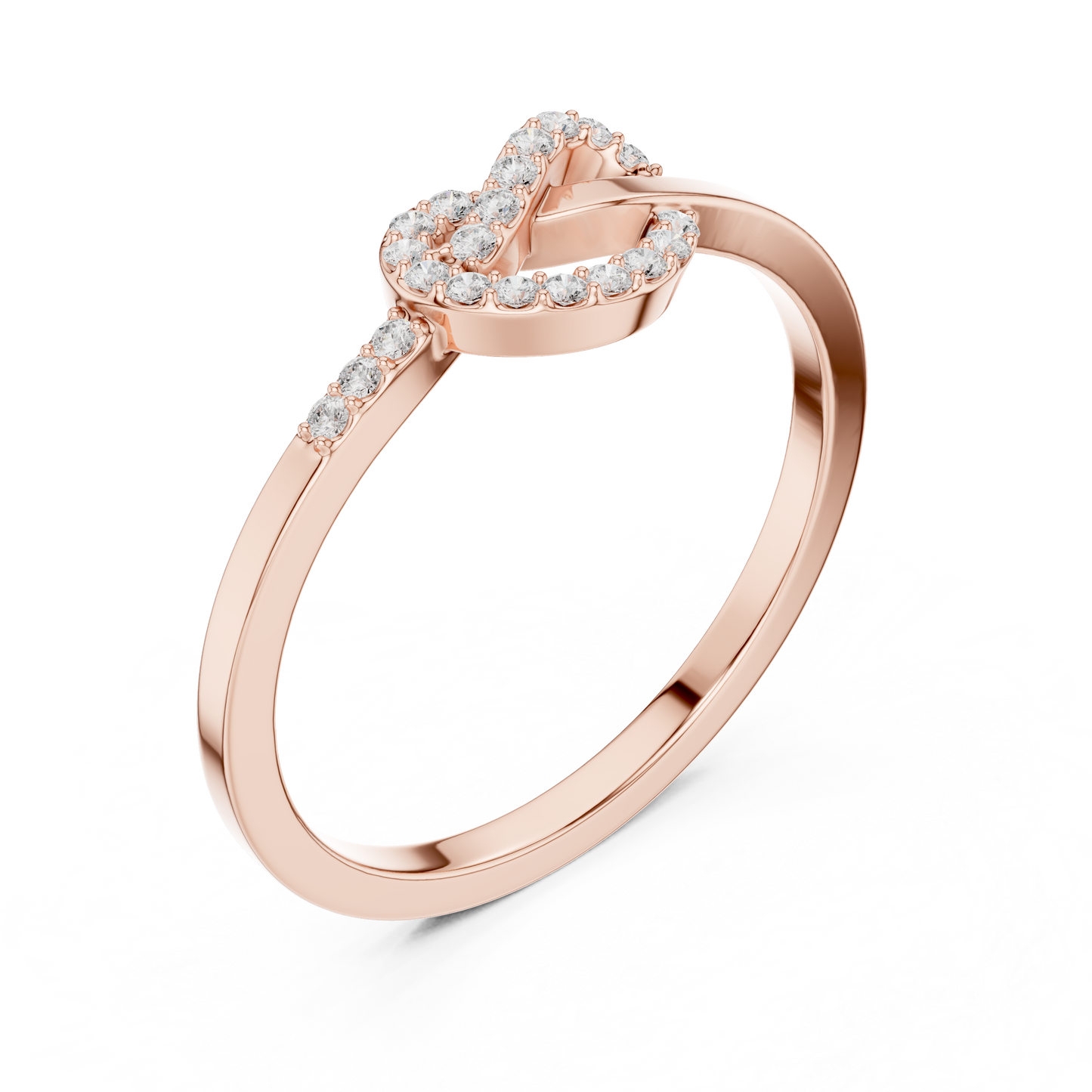 0.11 Carat Round Diamond Love Knot Ring | Yellow Gold