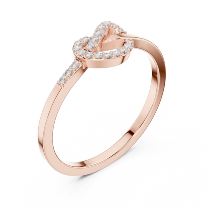 0.11 Carat Round Diamond Love Knot Ring | Yellow Gold
