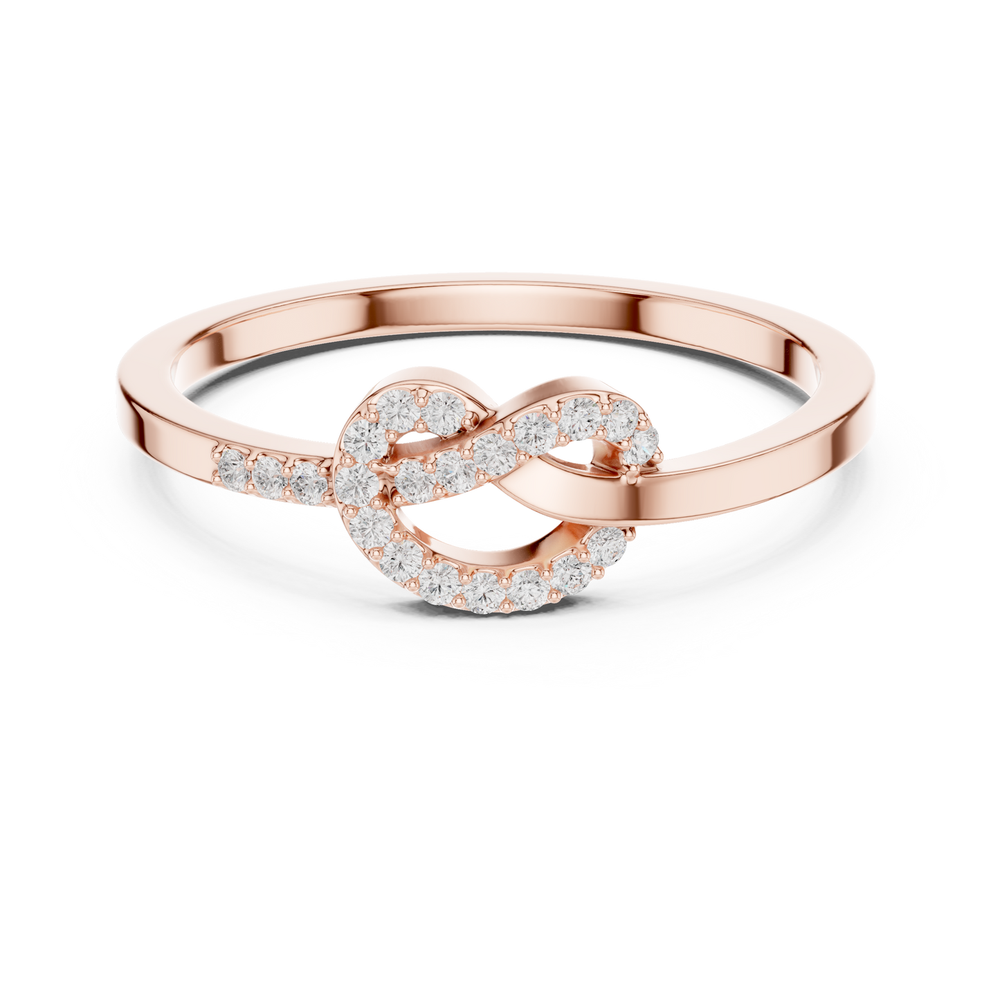 0.11 Carat Round Diamond Love Knot Ring | Yellow Gold