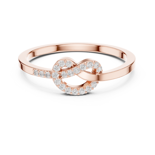 0.11 Carat Round Diamond Love Knot Ring | Yellow Gold