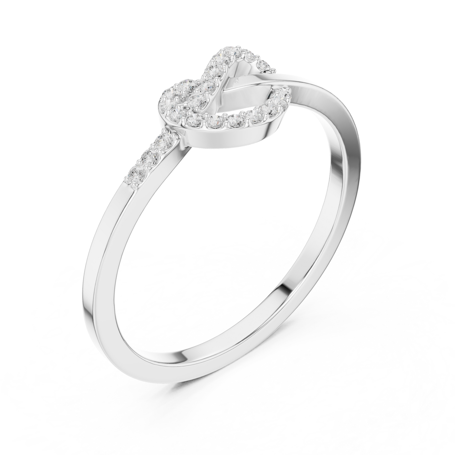 0.11 Carat Round Diamond Love Knot Ring | Yellow Gold