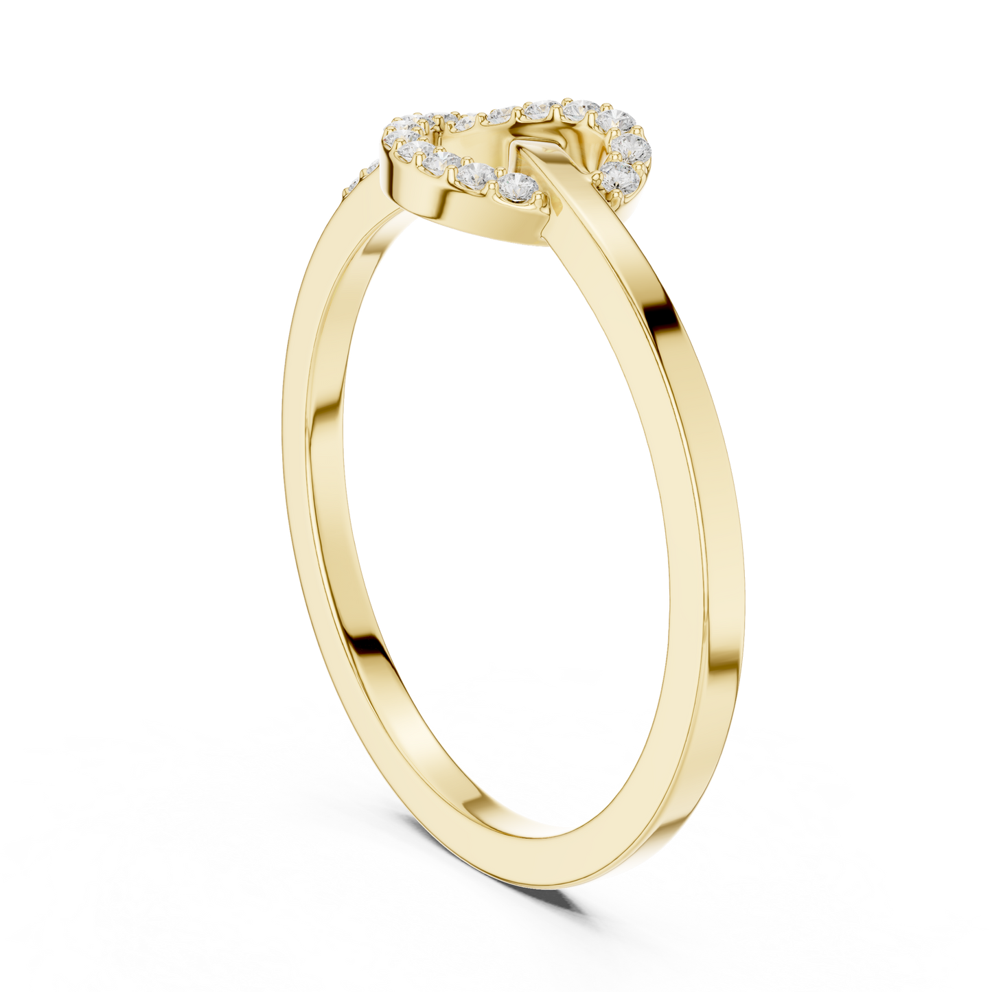 0.11 Carat Round Diamond Love Knot Ring | Yellow Gold