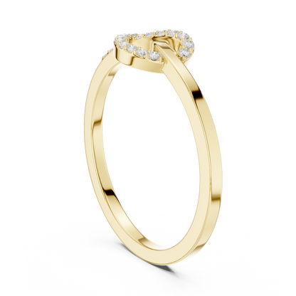 0.11 Carat Round Diamond Love Knot Ring | Yellow Gold