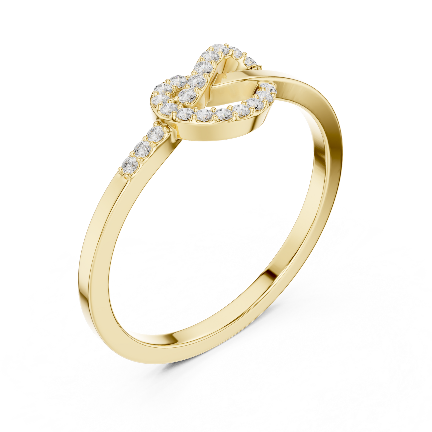 0.11 Carat Round Diamond Love Knot Ring | Yellow Gold