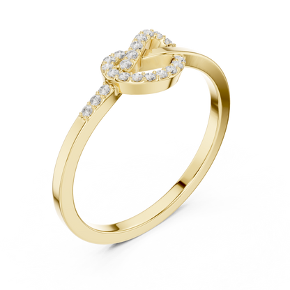 0.11 Carat Round Diamond Love Knot Ring | Yellow Gold
