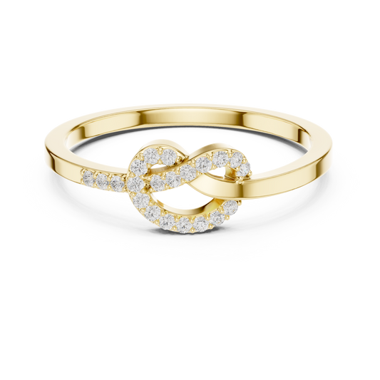 0.11 Carat Round Diamond Love Knot Ring | Yellow Gold