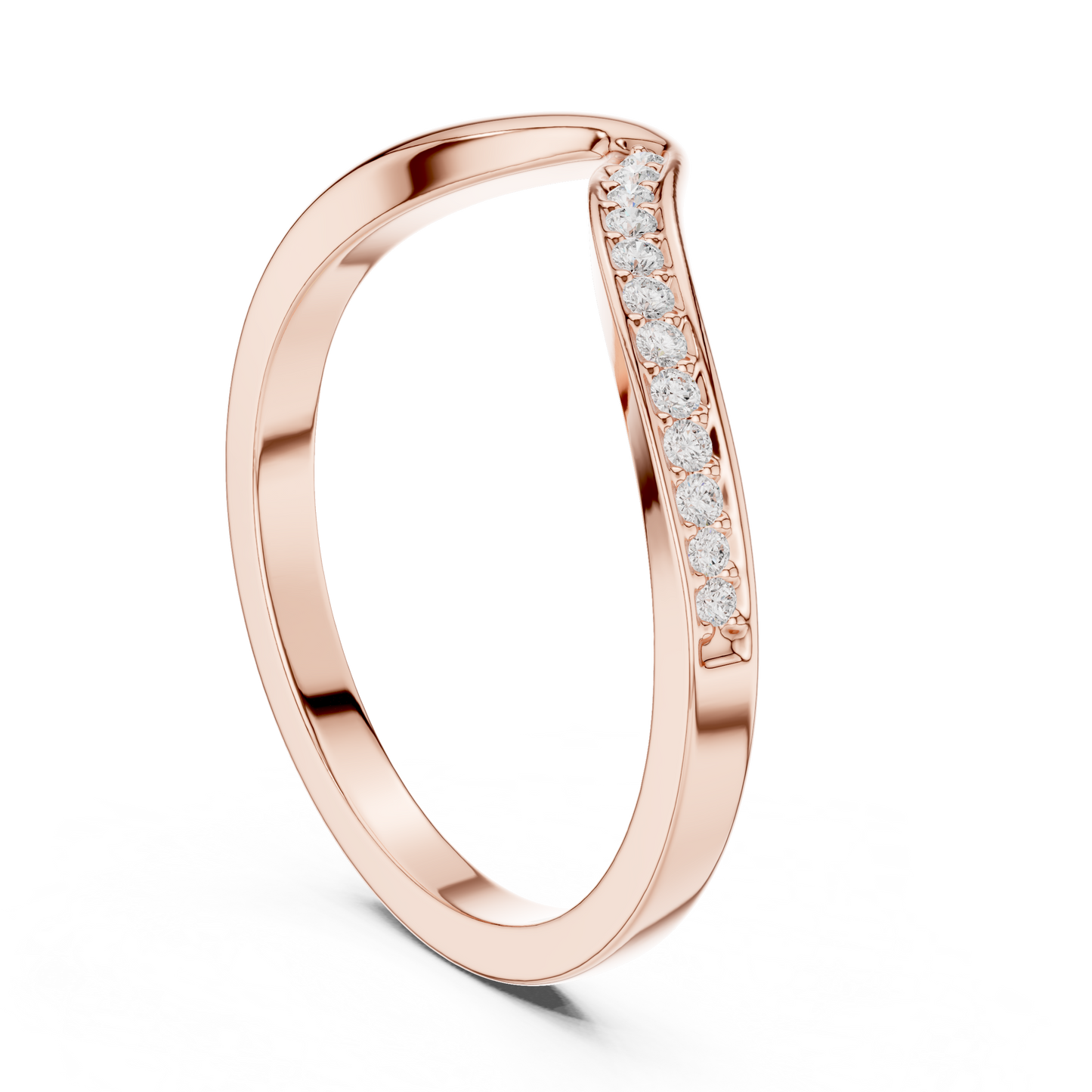 0.07 Carat Curved Diamond Chevron Wedding Band | Yellow Gold