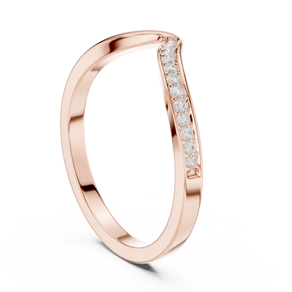 0.07 Carat Curved Diamond Chevron Wedding Band | Yellow Gold