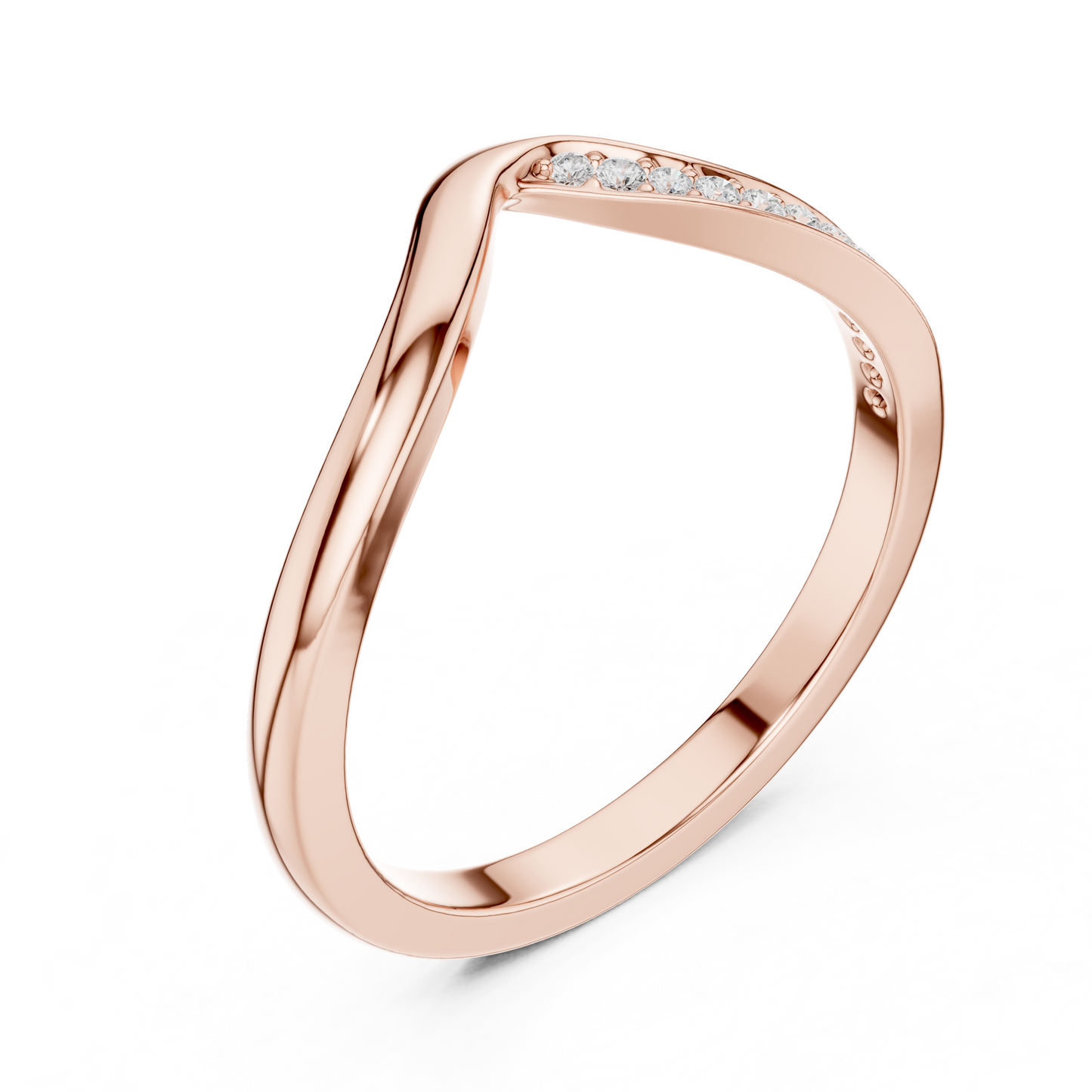 0.07 Carat Curved Diamond Chevron Wedding Band | Yellow Gold