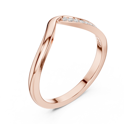0.07 Carat Curved Diamond Chevron Wedding Band | Yellow Gold