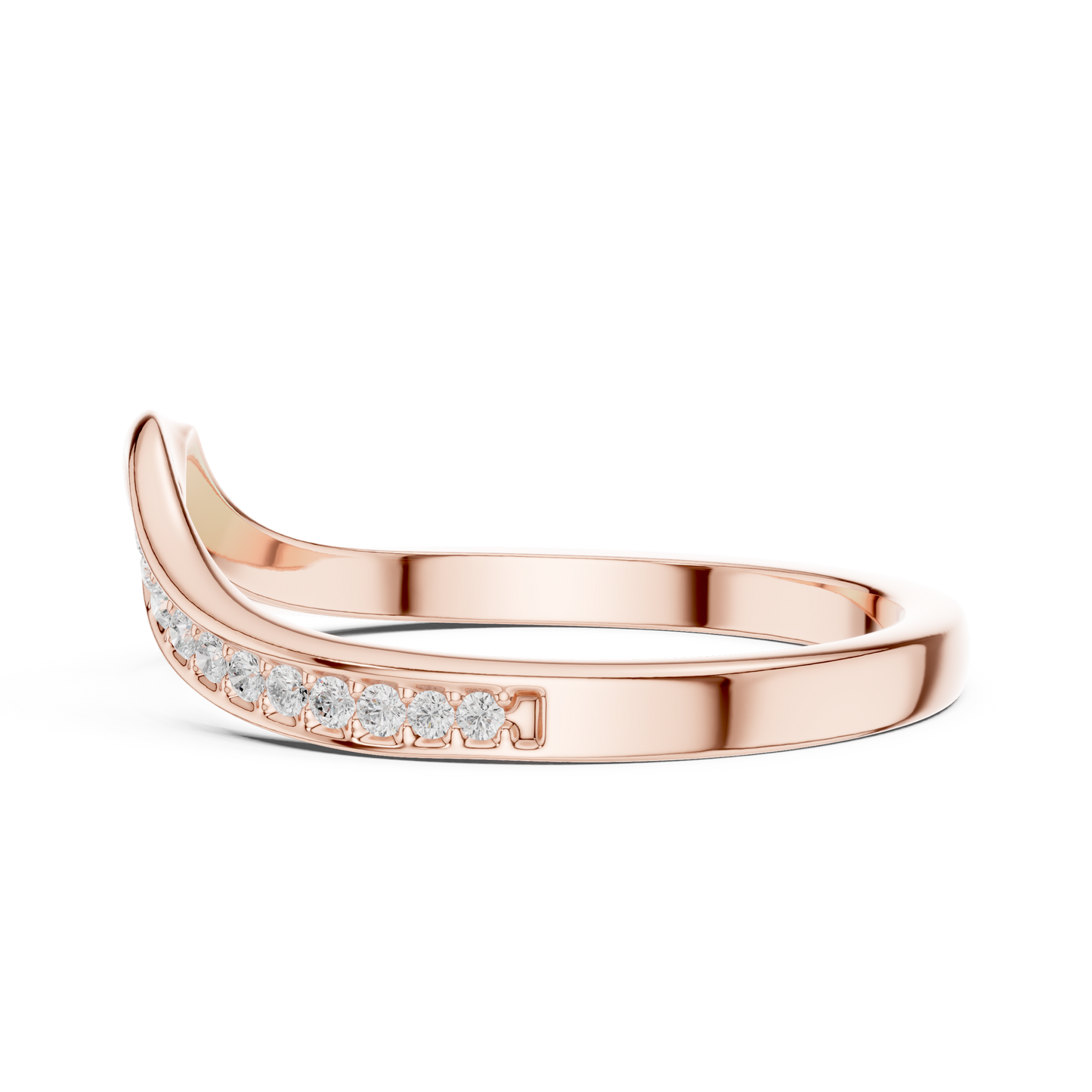 0.07 Carat Curved Diamond Chevron Wedding Band | Yellow Gold