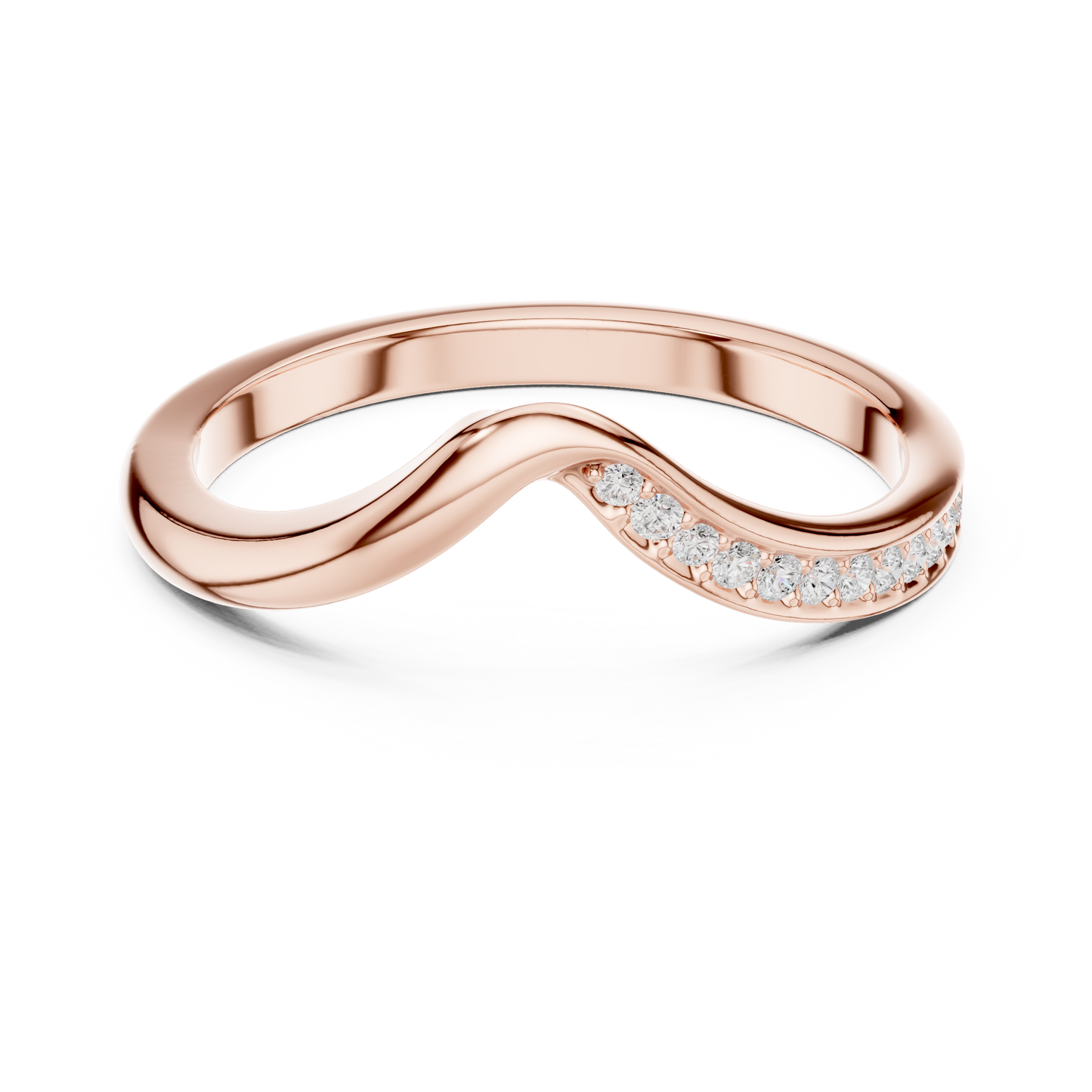 0.07 Carat Curved Diamond Chevron Wedding Band | Yellow Gold