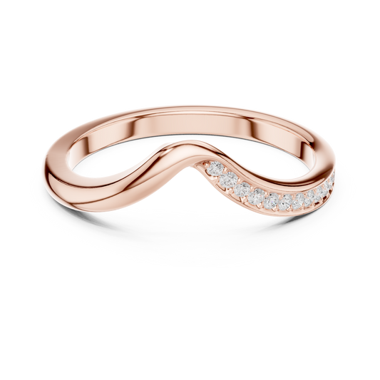 0.07 Carat Curved Diamond Chevron Wedding Band | Yellow Gold